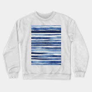Indigo blue watercolor stripes Crewneck Sweatshirt